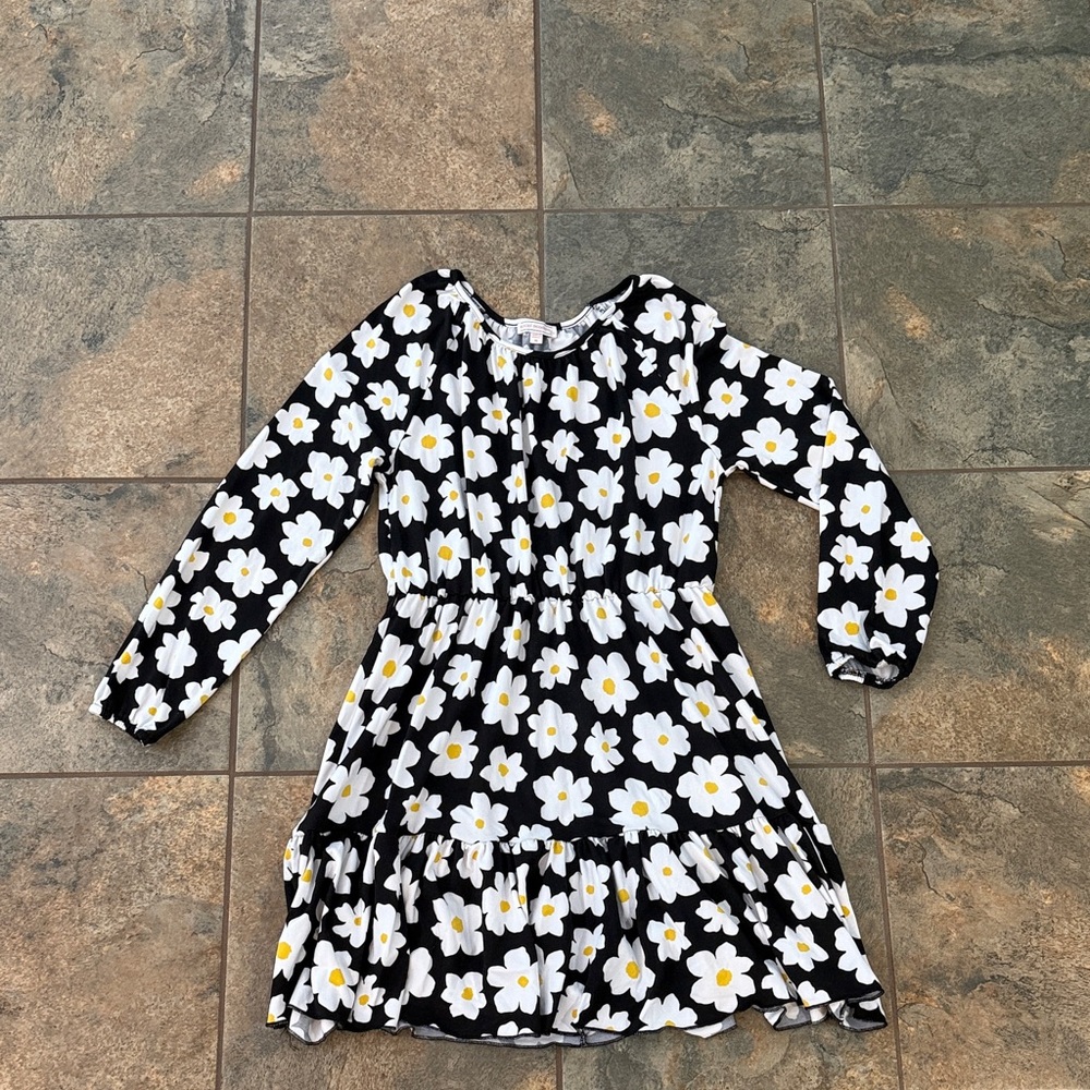 Floral Black and White Kids Dress